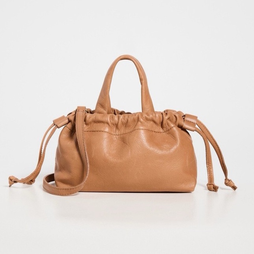 Madewell Purse Piazza Mini Caramel Leather Crossbody Bag Drawstring Pouch Tan